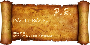 Páli Réka névjegykártya